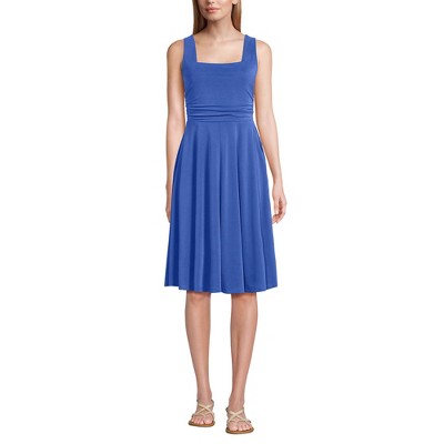 Lands' End Women's Cupro Fit and Flare Sleeveless Dress