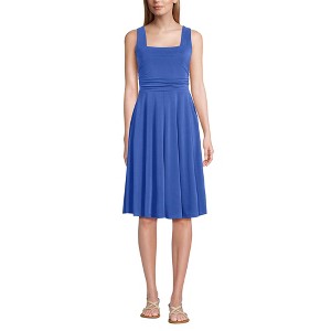 Lands' End Women's Cupro Fit and Flare Sleeveless Dress - 1 of 4