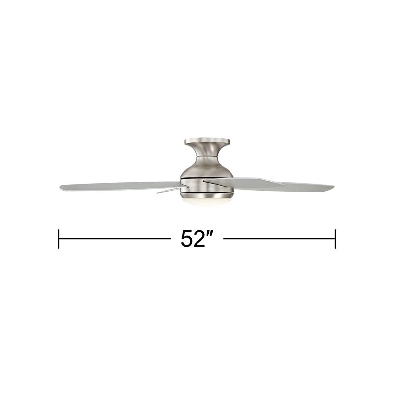 52" Casa Vieja Elite Modern Hugger Indoor Ceiling Fan with Dimmable LED Light Remote Control Brushed Nickel Opal Glass for Living Room Kitchen House, 4 of 9