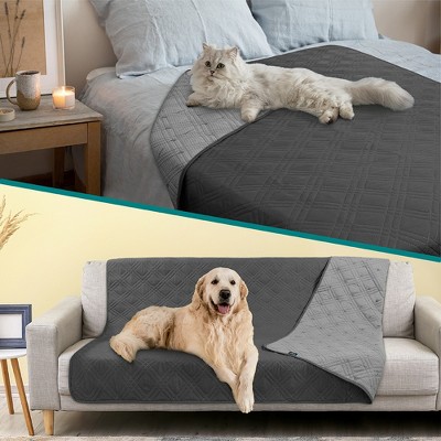 Small Charcoal Waterproof Reversible Pet Couch Cover