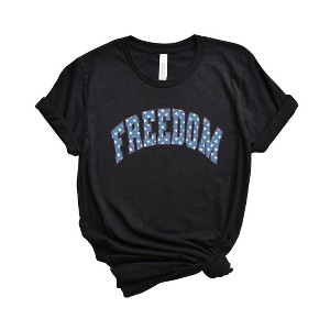 Simply Sage Market Women's Freedom Varsity Stars Short Sleeve Graphic Tee - 1 of 3