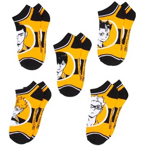 Haikyu!! Volleyball Manga Anime Multi-Character Adult 5 Pk No Show Ankle Socks Multicoloured - 1 of 4