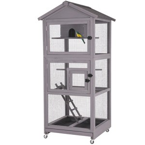 Aivituvin Wooden Large Bird Cage on Wheels | Waterproof Bird House-AIR42 - 1 of 4