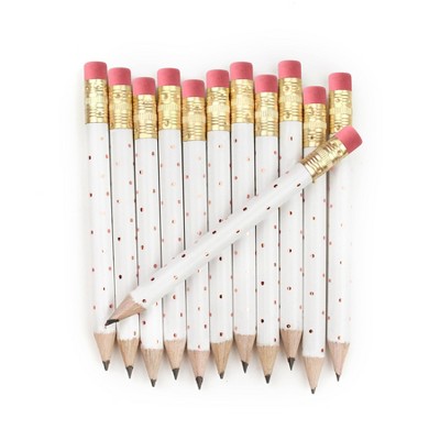 12pk Mini Pencils Polka Dots Foil Rose Gold