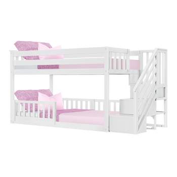 Max & Lily Low Bunk with Stairs and Guard Rail