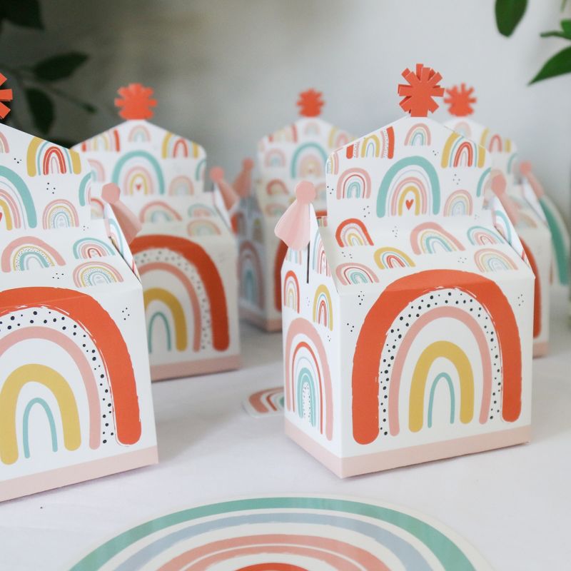 Big Dot of Happiness Hello Rainbow - Treat Box Party Favors - Boho Baby Shower and Birthday Party Goodie Gable Boxes - Set of 12, 2 of 9