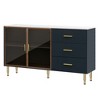 NicBex Sideboard Buffet Cabinet with Marble Sticker Tabletop Sideboard Cabinet with Amber-yellow Tempered Glass Doors and Gold Metal Legs, White - 3 of 4