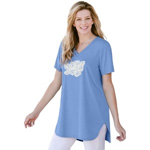 Woman Within Marled V-Neck Tunic - 1 of 4