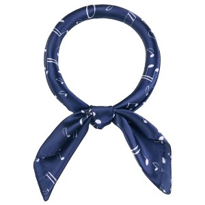 Elerevyo Women Musical Note Printed Satin Silky Square Large Neck Scarves 35.4"x35.4" 1 Pc - 1 of 4