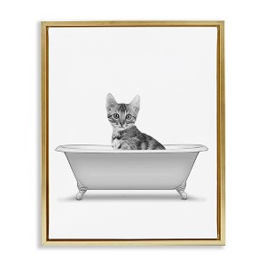Stupell Industries Kitten In Bathroom Tub Animal, 21" x 17" - 1 of 4