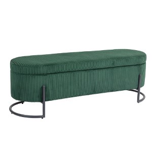 NicBex Modern 52.3" Storage Bench Corduroy Accent Stool with Cushioned Top and Metal Base for Entryway and Living Room - 1 of 4