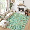 Washable Modern Floral Rug - Non-Slip Lightweight Thin Carpet, Non-Shedding Soft Low Pile Floor Cover for Bedroom Living Room - 2 of 4