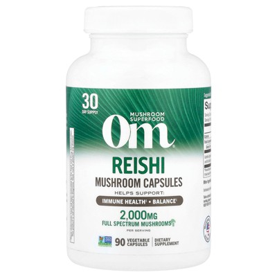 Om Mushrooms Reishi Mushroom Capsules, 90 Vegetable Capsules (666 mg per Capsule )