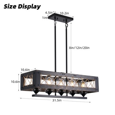 HBEZON 31.5'' Pendant Light, 5-Light Height Adjustable Industrial Metal Chandelier for Kitchen Island, Dining Room, Foyer