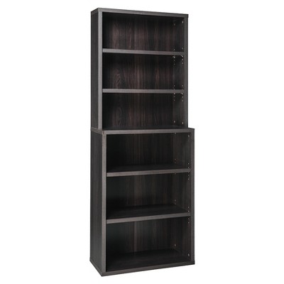 82" 6 Shelf Hutch Bookcase Black/Walnut - ClosetMaid