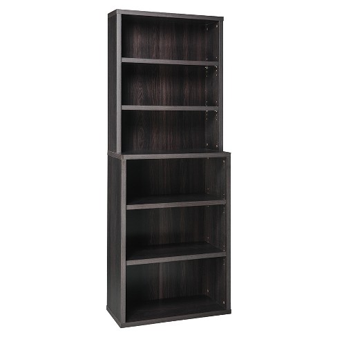 82 6 Shelf Hutch Bookcase Black Walnut, 90 Inch High Bookcase
