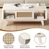 Lirago,Modern Square Coffee Table with Rattan Drawer - Wooden Mid-Century Design for Living Room-White - 2 of 4
