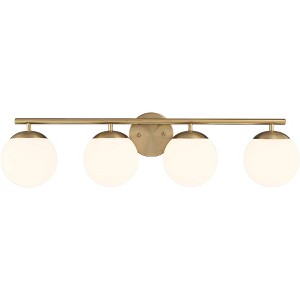 Possini Euro Design Meridian Modern Wall Light Soft Gold Hardwire 31 1/2" 4-Light Fixture Frosted White Globe Glass for Bedroom Bathroom Vanity House - 1 of 4