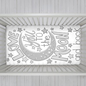 NoJo Fitted Crib Sheet - Love you to the Moon - Gray