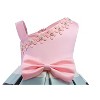 MyKids-USA Baby Girl Floral Patched Pattern Striped Tutu Princess Dress One Shoulder Dress - 3 of 4