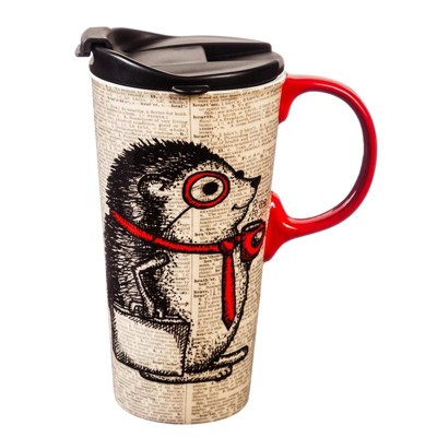 Cypress Home Ceramic Travel Cup, 17 oz., Hedgehog