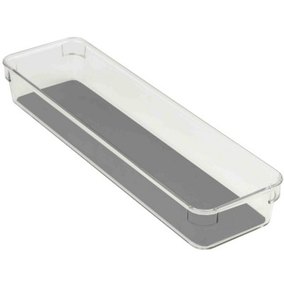 Home Basics 3” x 12” x 2” Plastic Drawer Organizer with Rubber Liner