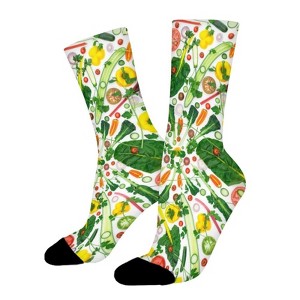 Vintage Fruits Vegetables Painting Women Printed Crew Socks Funny Funky Socks Soft Polyester Novelty Gifts for Artists Men - 1 of 1