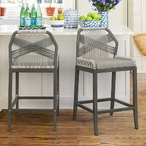 Arceso 26.5"H Counter Height Bar Stools , Boho-Style Rattan Chairs - 1 of 4