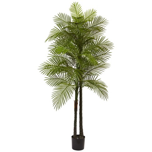 Artificial 7ft Double Robellini Palm Tree Uv Resistant Indoor Outdoor Nearly Natural Target