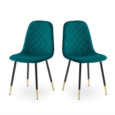 Tufted Dining Room Chairs Set Of 2, Upholstered Accent Dinner Chairs With Metal Legs, Modern Velvet Armless Chairs