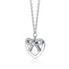 "Chic White Gold Plated Heart Shaped Pendant with Bow Tie Design – A Stylish and Elegant Accessory" - 4 of 4