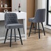 JUJABU 26 Inch Swivel Counter Bar Stools Set of 2 with Footrest and Linen Fabric Upholstered - 2 of 4