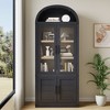 Arched Bookcase with Doors Tall Bookshelf Display Storage Shelves 71.4in Deep Wooden Cabinet Farmhouse Bookcases - 3 of 4