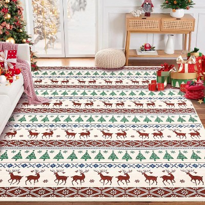 GustoWave Snowflake Christmas Holiday Decorative Area Rug for Bedroom Living Room, Colorful