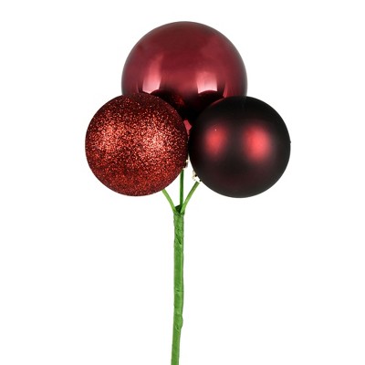 Vickerman 18" Ball Ornament Christmas Pick, 4 per Bag