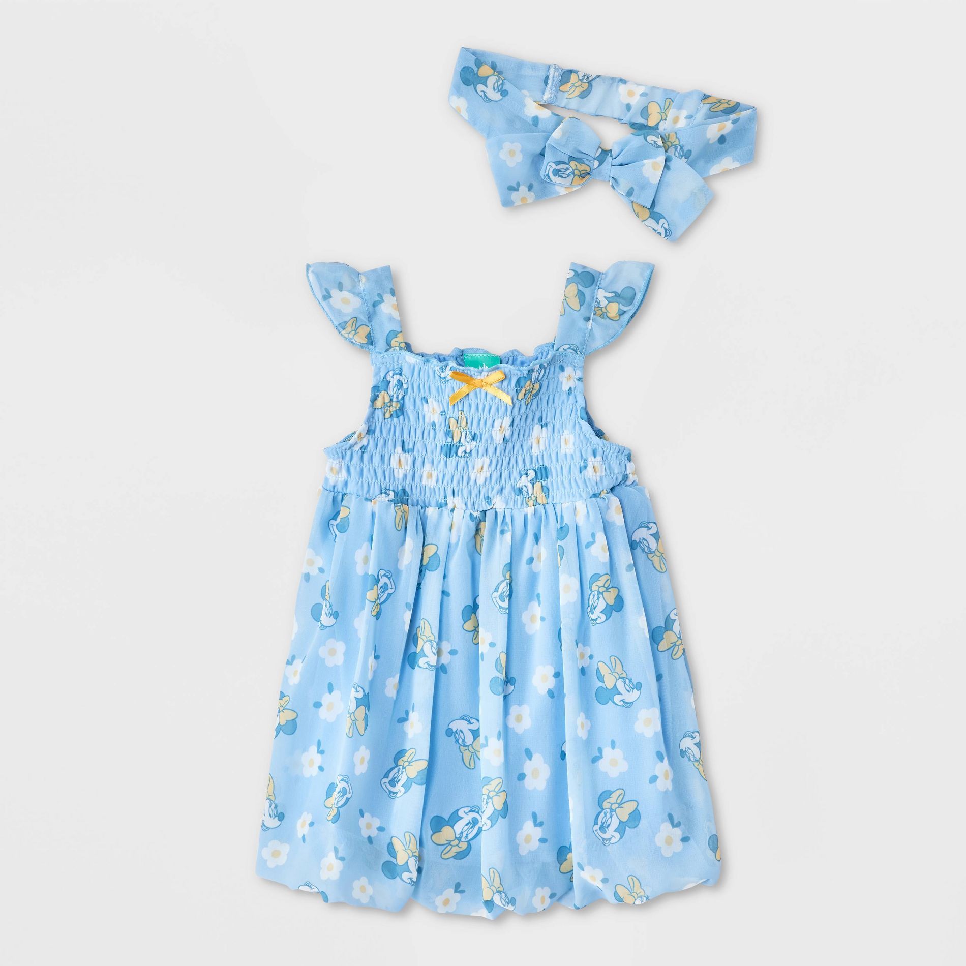 Baby Girls' Disney Minnie Mouse Floral Dressy Romper - Blue