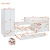Twin Size Wooden Bunk Bed with Trundle, Cabinet, Wardrobe, Desk and Drawers - ModernLuxe - 3 of 4