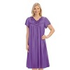 Collections Etc Tonal Lace Trim Silky V-Neck Nightgown - 2 of 4
