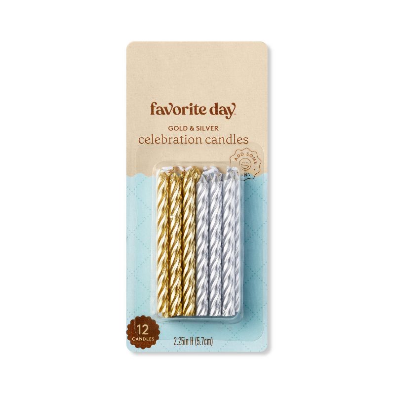 Gold and Silver Twist Candles - 12ct - Favorite Day&#8482;, 1 of 4