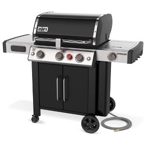 Weber Genesis EX-335 Stainless Steel 3 Burner Natural Gas Grill with Built-In Wheels, Integrated Hooks, Extra Large Prep & Side Table, Black - 1 of 4