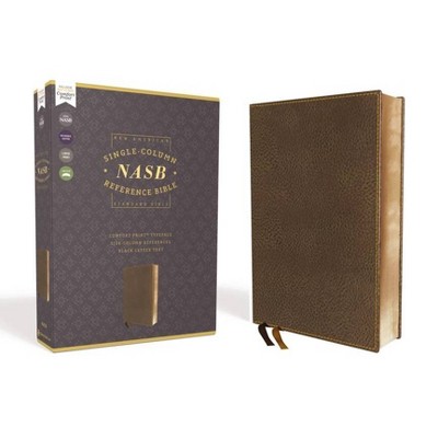 Nasb, Single-Column Reference Bible, Leathersoft, Brown, 1995 Text, Comfort Print - by  Zondervan (Leather Bound)