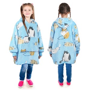 Catalonia Blanket Hoodie Sweatshirt for Kid, Fleece Snuggy Soft Wearable Blanket Pullover 4-12 Years Boy Girl Cozy Warm Gift - 1 of 4