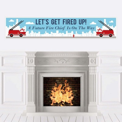 Big Dot of Happiness Fired Up Fire Truck - Firefighter Firetruck Baby Shower Decorations Party Banner