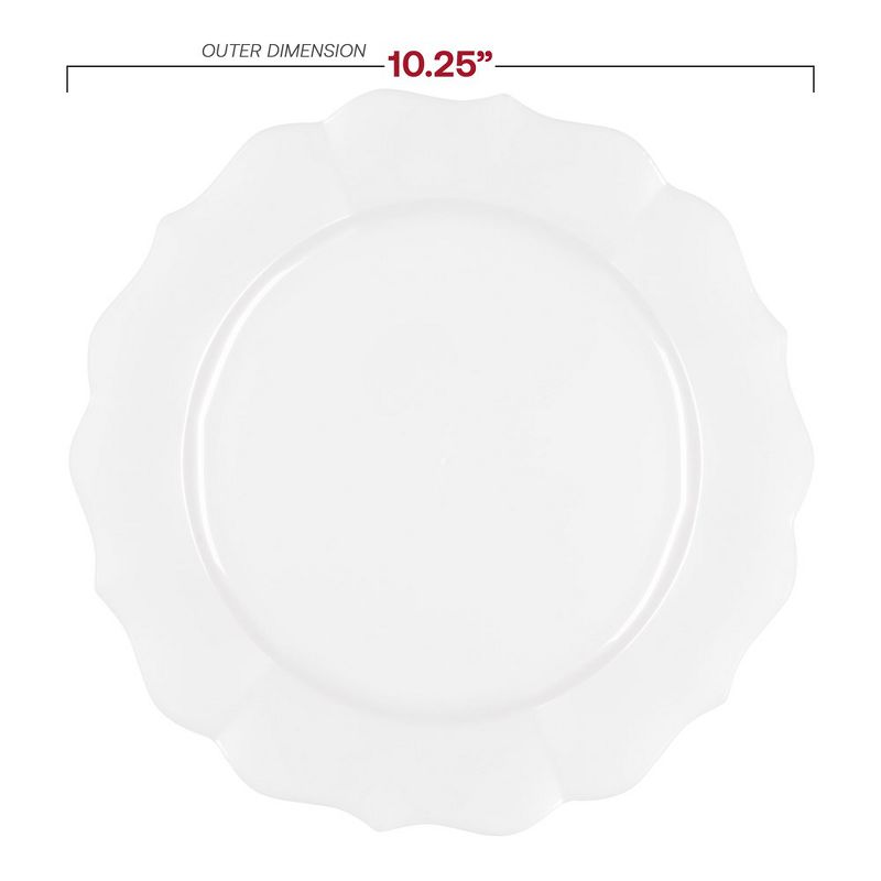 Smarty Had A Party 10.25" Pearl White Round Lotus Disposable Plastic Dinner Plates, 2 of 7