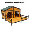 Wooden Dog House Outdoor Indoor, Double Dog Kennel Pet House with Window, Weatherproof Dog Houses with Porch, Double Room, Openable Asphalt Roof - 4 of 4