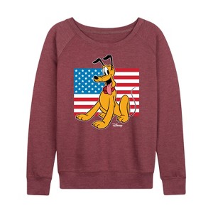 Women's - Disney - Americana Lightweight French Terry Wide Neck Long Sleeve Graphic Shirt - 1 of 4
