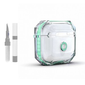 HTUTWOO Compatible with AirPods Pro 2, Transparent Two Colors Diamond Protective Cover, Scratch Impact Resistant with Keychain, Cleaning Kit - 1 of 4