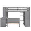 Twin size Loft Bed with a Stand-alone bed, Shelves,Desk,and Wardrobe-White - 4 of 4