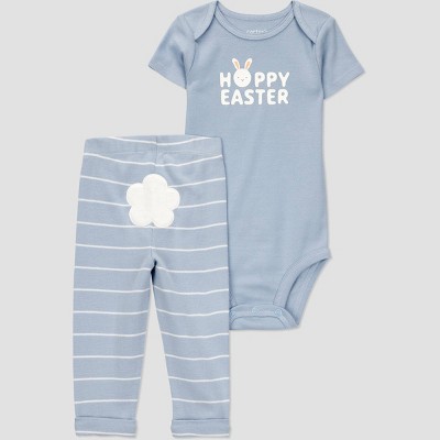 Carter's Just One You® Baby Boys' Easter Endcap Striped Top & Bottom Set - Blue 3M: Cotton Bodysuit & Pants