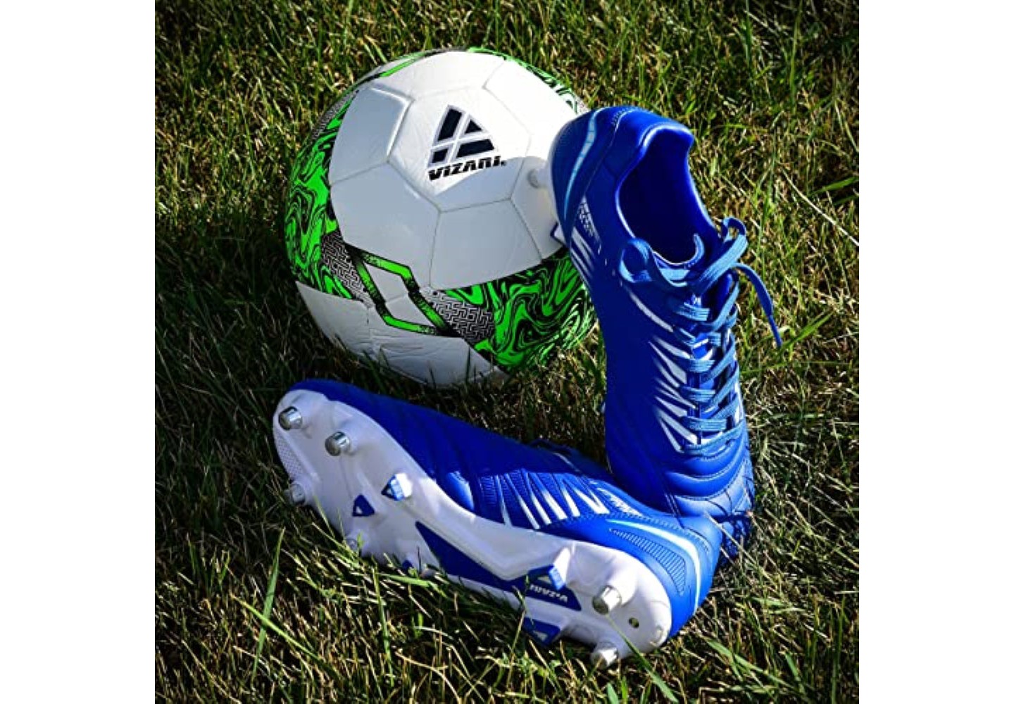 Мужские кроссовки Vizari Valencia Firm Ground Outdoor Soccer Shoes - Royal/White, Size 9.5, цвет: Белый — фото 4